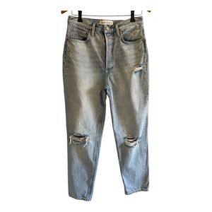 Aritzia Denim Forum Jeans Boyfriend BF High Rise Loose Blue Sz 27 Organic Cotton